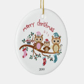 3フクロウ科クリスマスの家族 セラミックオーナメント (右)