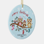 3フクロウ科クリスマスの家族 セラミックオーナメント (右)