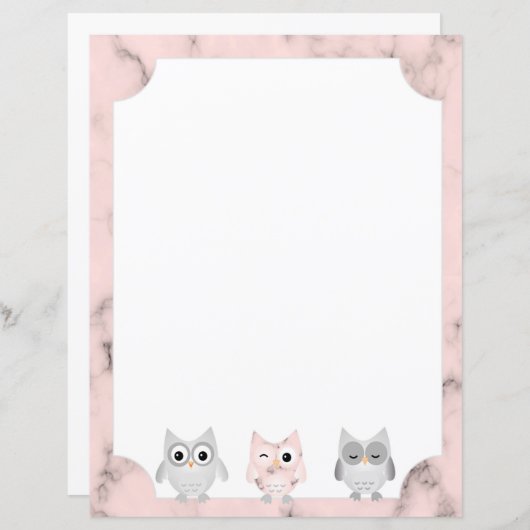 3フクロムピンク大理石デザイン縁ど書き紙 (正面/裏面)