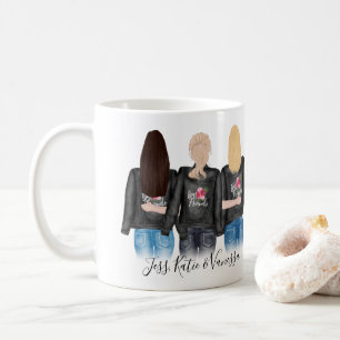 3フリ最高のーズブロンドブルネットヘアBFFフレンドシップ コーヒーマグカップ