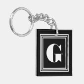 3フレームはっきりしたモノグラム |黒と白 キーホルダー (正面左)