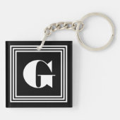 3フレームはっきりしたモノグラム |黒と白 キーホルダー (裏面)