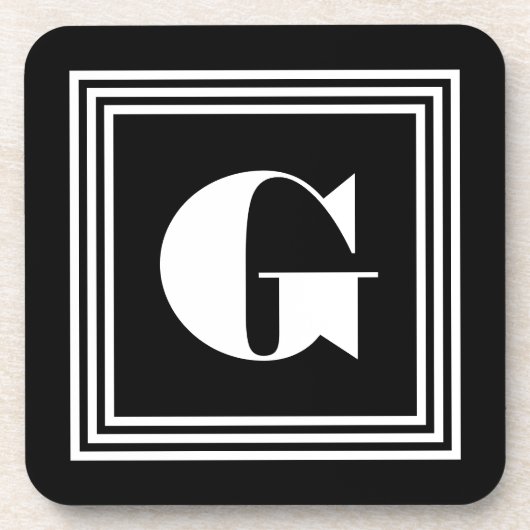 3フレームはっきりしたモノグラム |黒と白 コースター (正面)