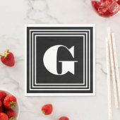 3フレームはっきりしたモノグラム |黒と白 スタンダードランチョンナプキン (インサイチュ)