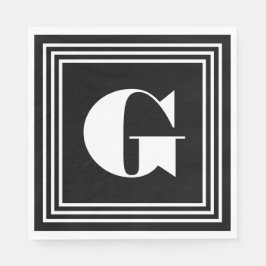 3フレームはっきりしたモノグラム |黒と白 スタンダードランチョンナプキン