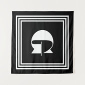 3フレームはっきりしたモノグラム |黒と白 タペストリー (正面(横))