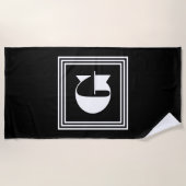 3フレームはっきりしたモノグラム |黒と白 ビーチタオル (正面)