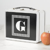 3フレームはっきりしたモノグラム |黒と白 メタルランチボックス (インサイチュ)