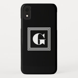 3フレームはっきりしたモノグラム  黒と白 iPhone XRケース