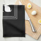 3フレームモノグラム |黒と白 キッチンタオル (四つ折り)