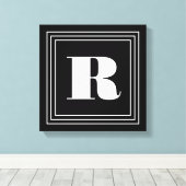 3フレームモノグラム |黒と白 キャンバスプリント (インサイチュ (ウッドフロア))