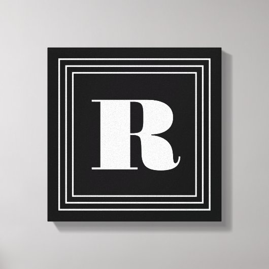 3フレームモノグラム |黒と白 キャンバスプリント (正面)