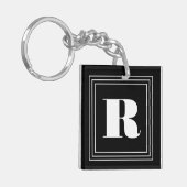 3フレームモノグラム |黒と白 キーホルダー (正面左)