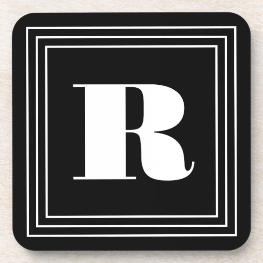 3フレームモノグラム |黒と白 コースター (正面)
