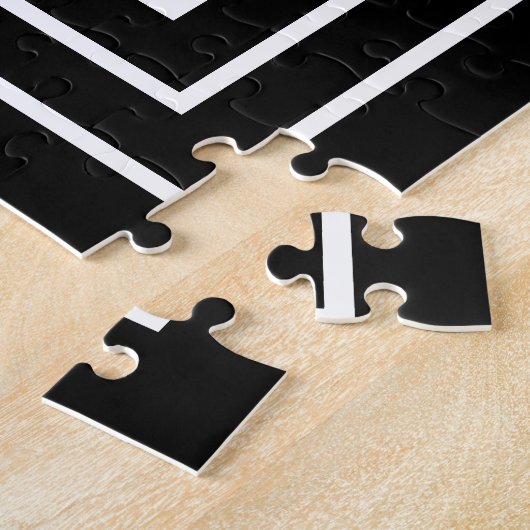 3フレームモノグラム |黒と白 ジグソーパズル (側面)
