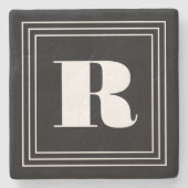 3フレームモノグラム |黒と白 ストーンコースター (正面)