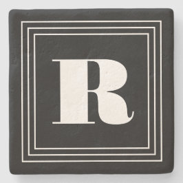 3フレームモノグラム |黒と白 ストーンコースター