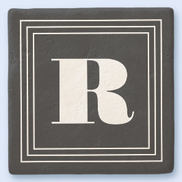 3フレームモノグラム |黒と白 ストーンコースター