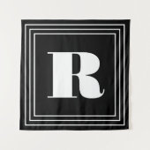 3フレームモノグラム |黒と白 タペストリー (正面)