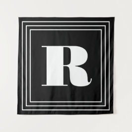 3フレームモノグラム |黒と白 タペストリー