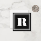 3フレームモノグラム |黒と白 ノートカード (正面/裏面インサイチュ)