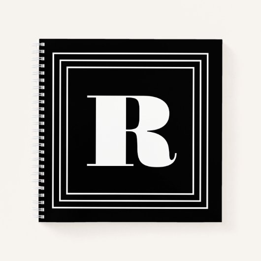 3フレームモノグラム |黒と白 ノートブック (正面)