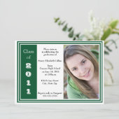 3フレーム卒業(緑と白) 招待状 (スタンド正面)