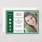 3フレーム卒業(緑と白) 招待状 (正面/裏面)