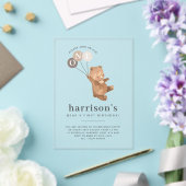 3ブラウンバルーン付きクマ1日の誕生日 アクリル招待状 (インサイチュ (ウェディング))