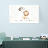 3ブラウンバルーン付きライオン1st誕生日 横断幕 (トレードショー)