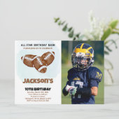 3ブラウンフットボール誕生日招待状と写真 招待状 (スタンド正面)