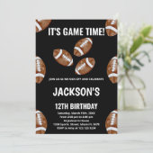 3ブラックサッカー誕生日招待状 招待状 (スタンド正面)