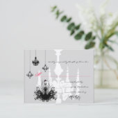 3ブラックシャンデリアファッションディバウェディングRSVP 出欠カード (スタンド正面)