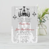 3ブラックシャンデリアラブバード結婚式招待状 招待状 (スタンド正面)