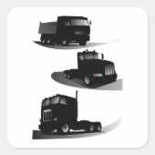 3ブラックトラック素朴ヴィンテージトラックデザイン スクエアシール (正面)