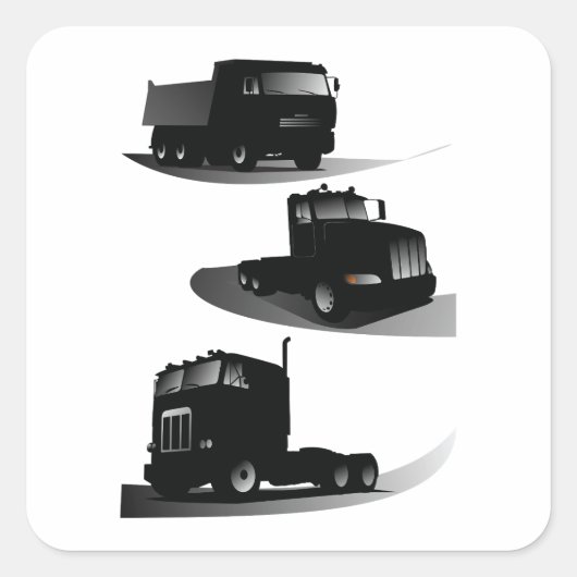 3ブラックトラック素朴ヴィンテージトラックデザイン スクエアシール (正面)