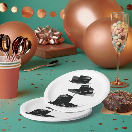 3ブラックトラック素朴ヴィンテージトラックデザイン ペーパープレート