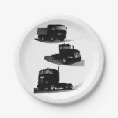 3ブラックトラック素朴ヴィンテージトラックデザイン ペーパープレート (正面)