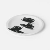 3ブラックトラック素朴ヴィンテージトラックデザイン ペーパープレート (アングル)