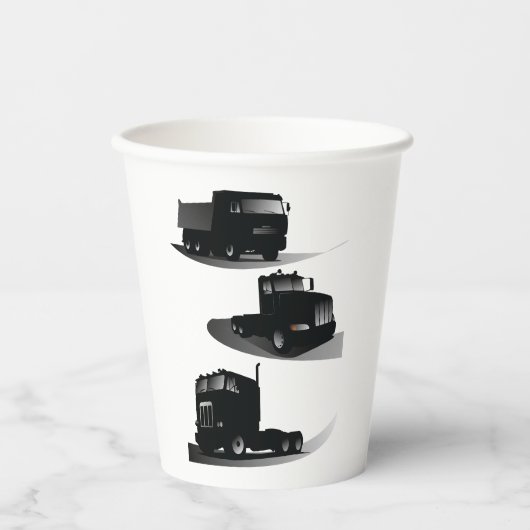 3ブラックトラック素朴ヴィンテージトラックデザイン 紙コップ (正面)