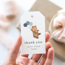 3ブルーバルーンギフト付きテディベアラベル ギフトタグ