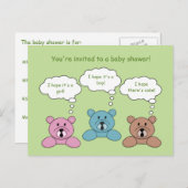 3ベアーベビーシャワー招待状はがき インビテーションポストカード (正面/裏面)