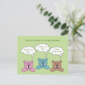 3ベアーベビーシャワー招待状はがき インビテーションポストカード (スタンド正面)