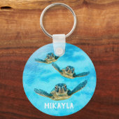 3ベビーウミガメ泳ぐ キーホルダー (正面)