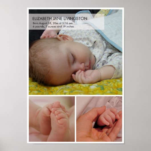 3ベビー写真モダンモンタージュ縦ぶら下がった壁 ポスター (正面)