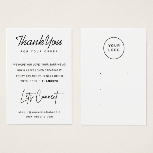 3ペアのイヤリングカード、パーソナライズされたジュエリー車 (正面&裏面)