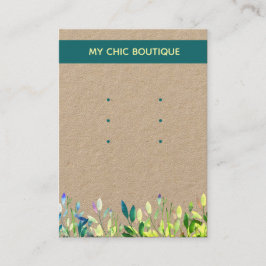 3ペアのスタッドイヤリング表示クラフトフローラティール（緑がかった色） 名刺