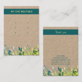 3ペアのスタッドイヤリング表示クラフトフローラティール(緑がかった色) 名刺 (正面/裏面)