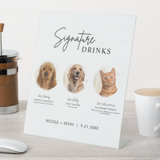 3ペットのサイン飲み物結婚サインのバー 台座サイン (インサイチュ)