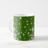 3ホリデークリスマスツリーズスノーフレークフェスティバルグリーン コーヒーマグカップ (正面左)